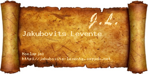 Jakubovits Levente névjegykártya